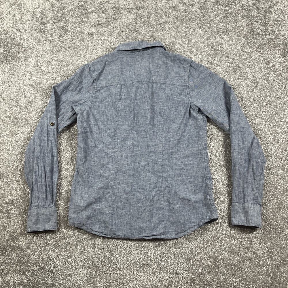 North Face Button Up‎ Shirt Womens Small Linen Cotton Chambray Long Sleeve Blue - Picture 9 of 14